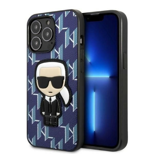 Karl Lagerfeld Klhcp13Lpmnikbl Custodia Rigida Per Iphone 13 Pro / 13 6,1 Niebieski/Blu Monogram Ikonik Patch-image