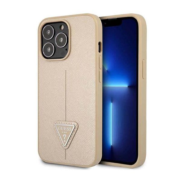 Guess Guhcp14Lpsatle Custodia Rigida Iphone 14 Pro 6.1 Beige/Beige Logo Saffianotriangle-image