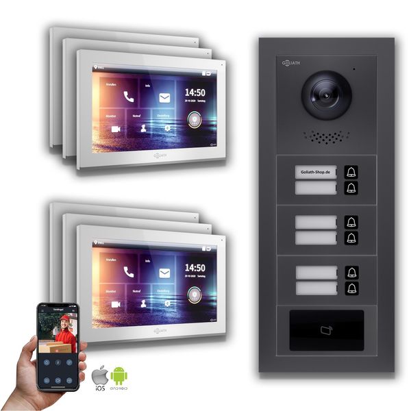 Videocitofono Ip Goliath: 10 Pollici 6 Case Famiglia, Rfid, Antracite : 10 Pollici Bianco : Scatola Da Incasso Colore Monitor: 10 Pollici Bianco Montaggio: Scatola Da Incasso-image