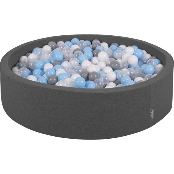 Kiddymoon Piscina Di Palline 120X30Cm/600 Palline Piscina Rotonda Di Palline Colorate Per Bambini, Grigio Scuro: Grigio/Bianco/Trasparente/Babyblue-image