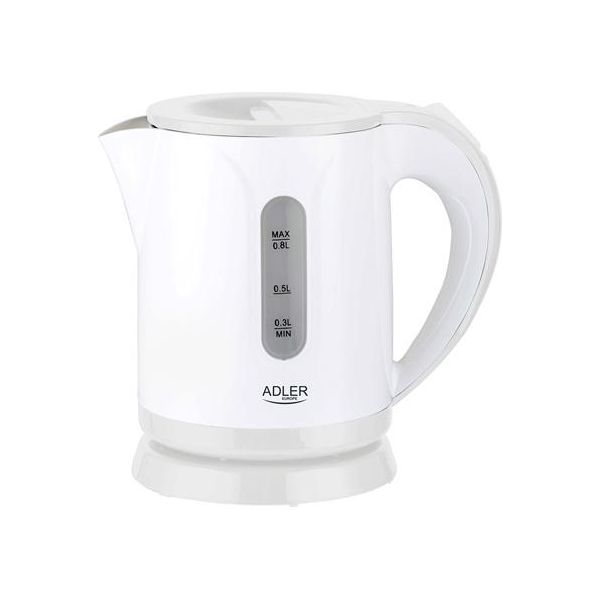 Adler | Bollitore | Ad 1371W | Elettrico | 850 W | 0,8 L | Acciaio Inox/Polipropilene | Base Girevole A 360° | Bianco-image