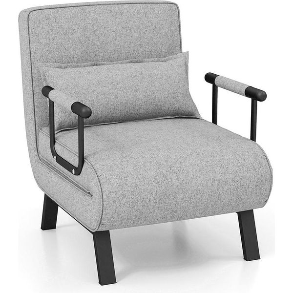 Divano HV100417QH, 4In1, Divano Letto, Con Schienale Regolabile Su 5 Livelli, Cuscino Rimovibile E Seduta Imbottita, Struttura In Metallo - A-image