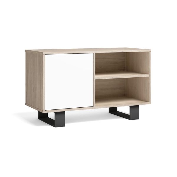 Mobile Tv, Soggiorno, Modello Wind, Colore Rovere E Bianco, 95X40X57Cm-image