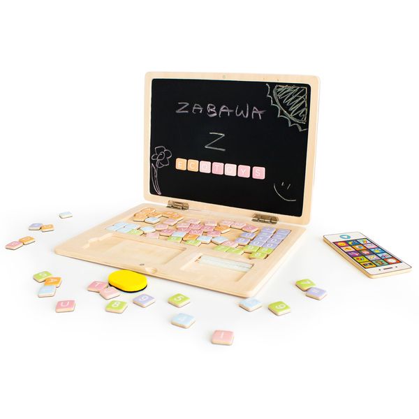 Ecotoys Lavagna Magnetica Educativa Per Computer Portatili In Legno-image