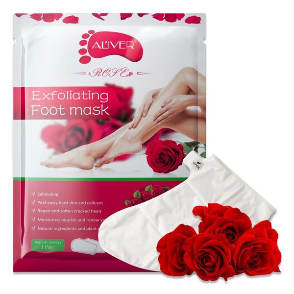 Maschera Per I Piedi Scrub Per I Piedi Cura Dei Calli Calzini Anti Calli, Rosa 3 Paia-image
