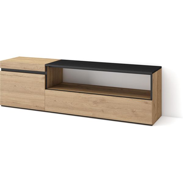 Mobile Tv Soggiorno, 150X35X45Cm, Per Tv Fino A 65", Mobile Soggiorno, Rovere E Nero"-image