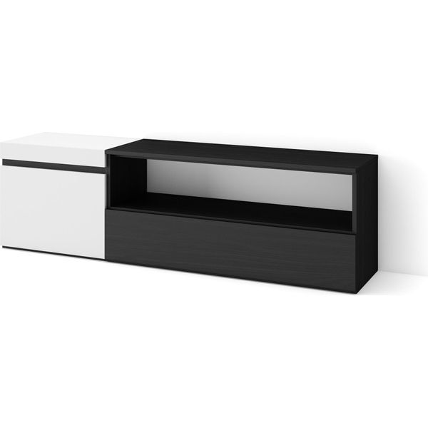 Mobile Tv Soggiorno, 150X35X45Cm, Per Tv Fino A 65", Mobile Soggiorno, Bianco E Nero"-image