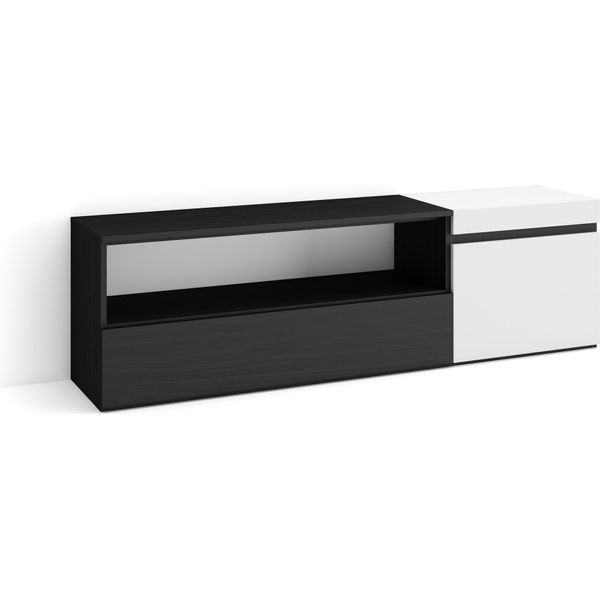 Mobile Tv Soggiorno, 150X35X45Cm, Per Tv Fino A 65", Mobile Soggiorno, Bianco E Nero"-image