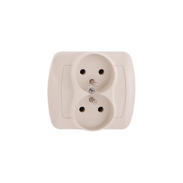 Akord Presa Doppia Con Messa A Terra Beige-image