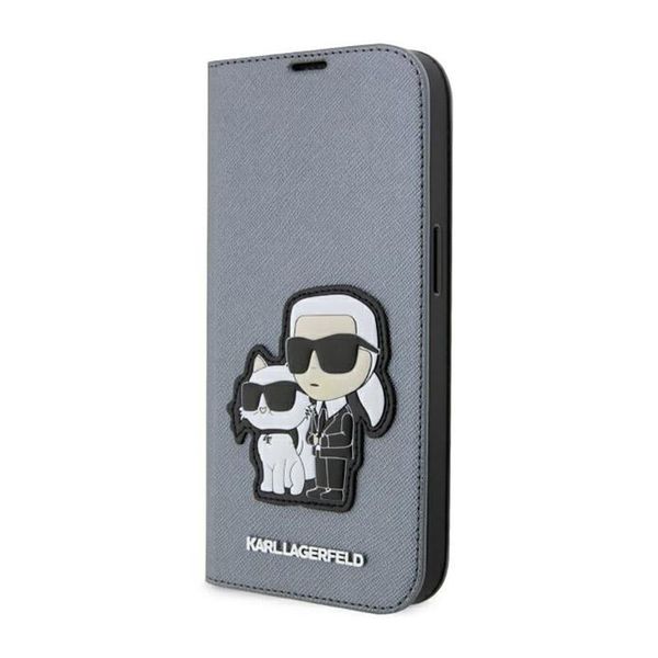 Karl Lagerfeld Klbkp14Lsankcpg Iphone 14Pro 6.1 Bookcase Srebrny/Silver Saffiano Karl & Choupette-image