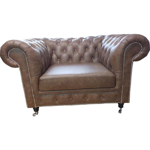 Poltrona Chesterfield Divano A 1 Posto In Pelle Seduta Lounge Monoposto-image