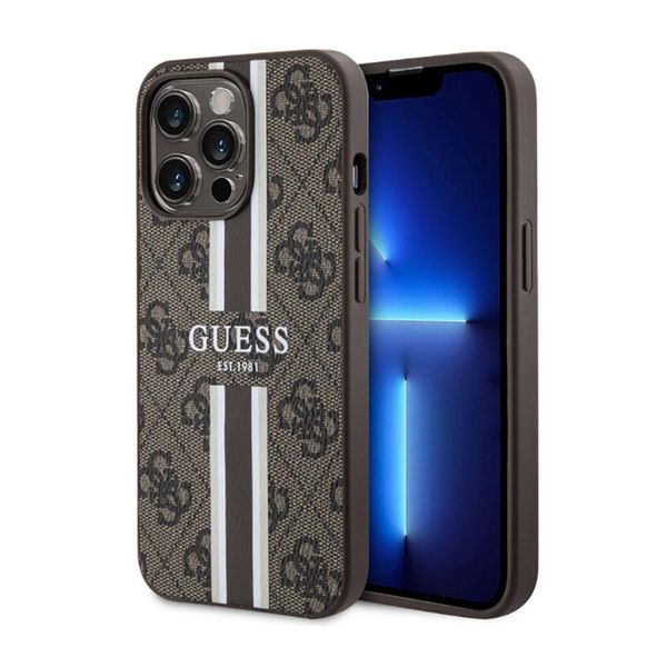Guess Guhmp13Xp4Rpsw Custodia Rigida Per Iphone 13 Pro Max6.7 BrąZowy/Marrone 4G Con Strisce Stampate Magsafe-image