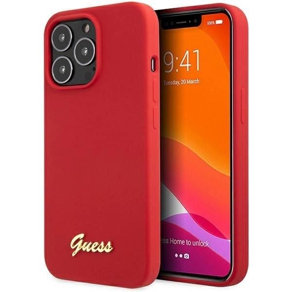 Guess Guhcp13Xlslmgre Iphone 13 Pro Max 6.7 Czerwony/Burgundy Custodia Rigida In Silicone Vintage Gold Logo-image
