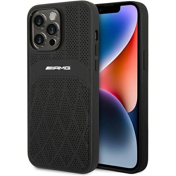 Amg Amhmp14Xosdbk Custodia Rigida In Pelle Nera/Nera Per Iphone 14 Pro Max 6,7 Linee Curve Magsafe-image