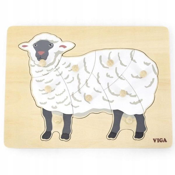 Viga Puzzle Montessoriano In Legno Con Chiodini-image