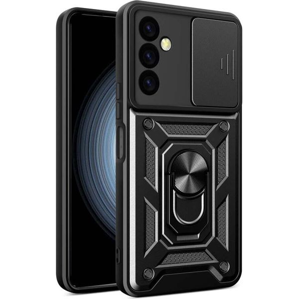 Custodia Blindata Hybrid Armor Camshield Per Samsung M34 Con Copertura Della Fotocamera - Nero-image