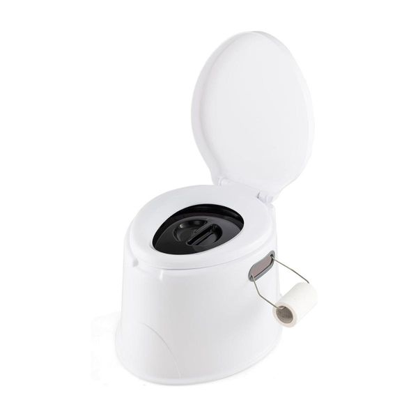 Costway Costway Wc Da Campeggio Wc Portatile Da Viaggio Wc Portatile Con Secchio Estraibile Uso Bianco-image