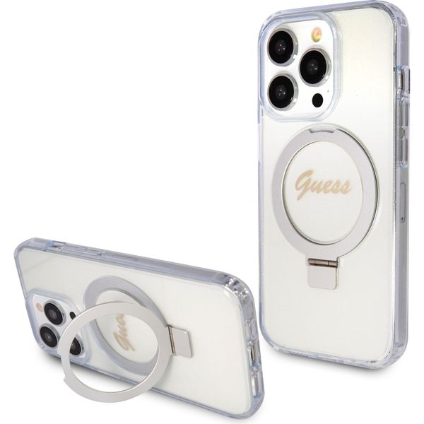 Guess Guhmp15Xhrsgsd Iphone 15 Pro Max 6.7 Przezroczysty/Transparent Hardcase Stand Script Glitter Magsafe-image