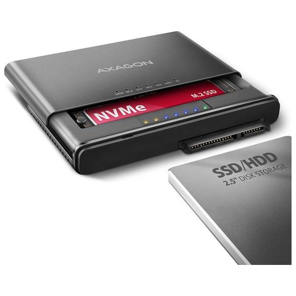 Axagon Axagon ADSA-CC USB-C 10Gbps - Ssd Nvme M.2 E Ssd/Hdd Sata 2.5/3.5 Clone Master 2 - Digital/Daten - Nvme Usb 3.2 Gen 2 (3.1 Gen 2) Type-C Nero-image