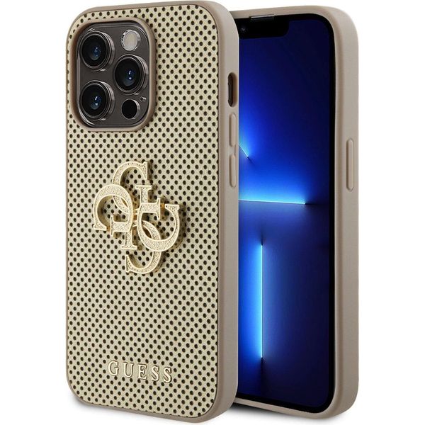 Guess Guhcp15Lpsp4Lgd Custodia Rigida Per Iphone 15 Pro 6.1 ZłOty/Oro Perforata 4G Glitter-image