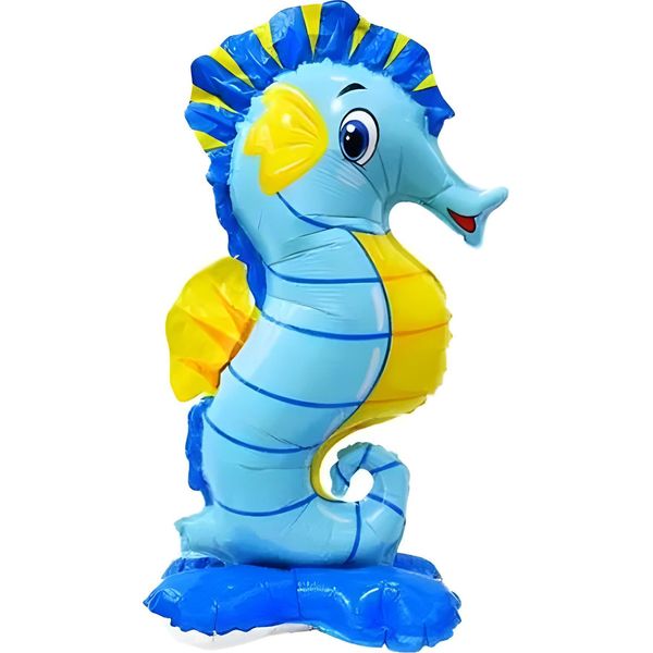 Pallone In Foil Stand-Up 3D, Cavalluccio Marino Blu 36*63 Cm Ca-image