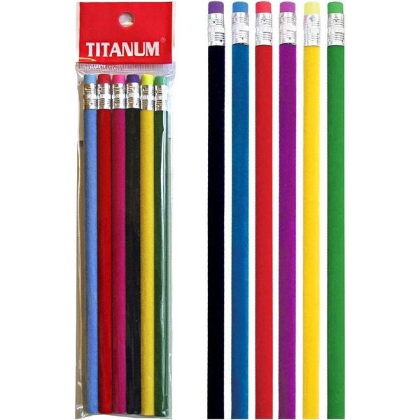 Set Di 6 Matite Hb In Pelle Scamosciata Con Gomma Titanum-image