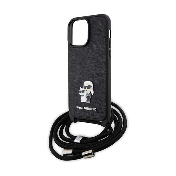 Karl Lagerfeld Klhcp14Xsakcpsk Custodia Rigida Per Iphone 14 Pro Max 6.7 Czarny/Black Crossbody Saffiano Metal Pin Karl & Choupette-image