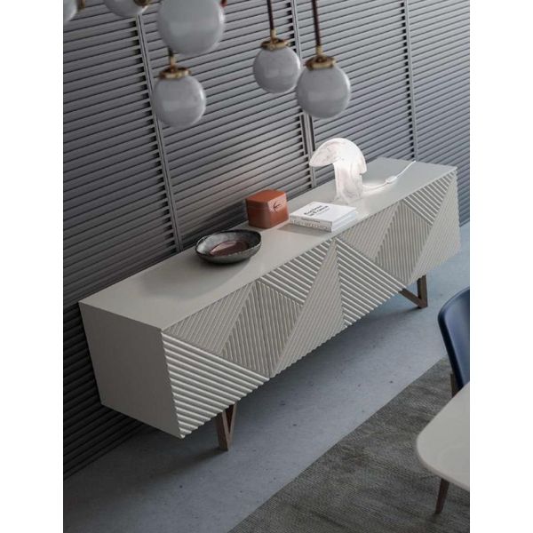 Cassettiera Moderna Grigia Base Credenza Con Spazio Di Archiviazione Stile-image