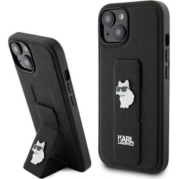 Karl Lagerfeld Klhcp15Sgsachpk Iphone 15 / 14 / 13 6.1 Czarny/Nero Custodia Rigida Gripstand Saffiano Choupette Pins-image