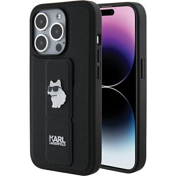 Karl Lagerfeld Klhcp15Xgsachpk Iphone 15 Pro Max 6.7 Czarny/Black Hardcase Gripstand Saffiano Choupette Pins-image