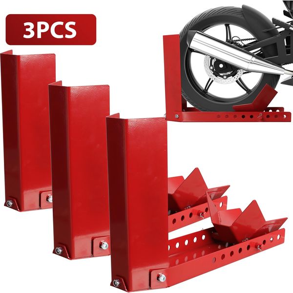 Tolletour Cavalletto Per Moto 9 Fori, Cavalletto Mobile Per Moto In Acciaio Bloccaggio Ruota Moto Rocker (3 Pezzi)-image