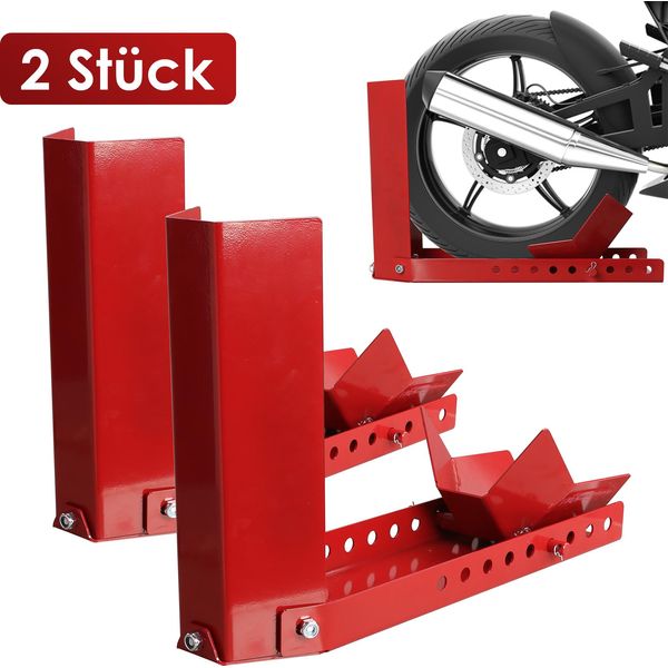 Tolletour Cavalletto Per Moto 9 Fori, Cavalletto Mobile Per Moto In Acciaio Bloccaggio Ruota Moto Rocker (2 Pezzi)-image