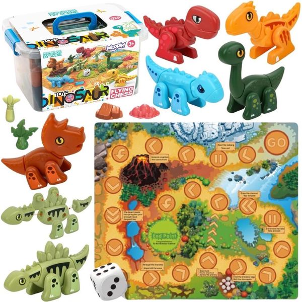 Woopie Set Di Costruzioni 2In1 Gioco Da Tavolo Dinosauri + Dadi 46 El.-image