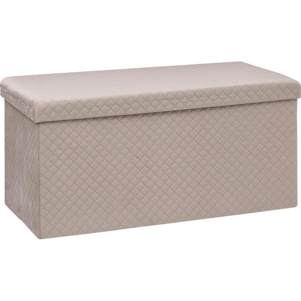 Panca Imbottita Con Vano Portaoggetti, Velluto, 76 X 38 X 38 Cm-image