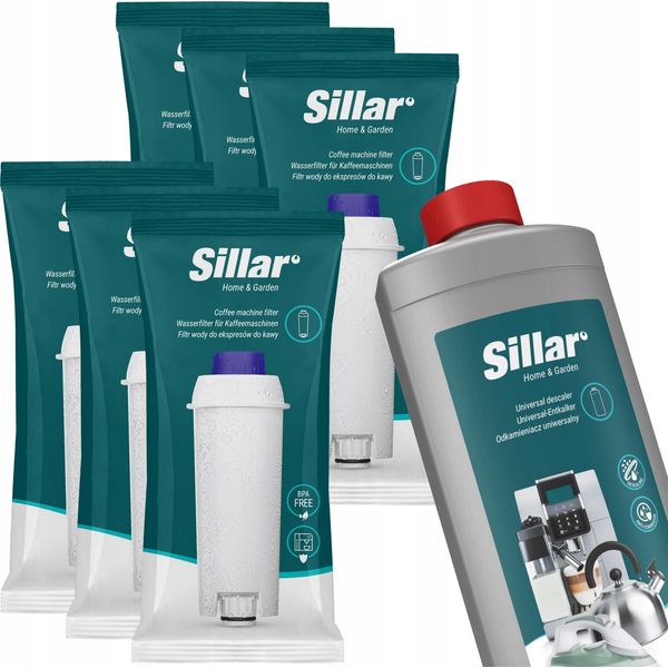 Kit Di Manutenzione Per Macchine Da Caffè Threshold: 6X Filtro Acqua + 1X Decalcificante Universale 1L | Ricambio Per Macchine Da Caffè Delonghi-image