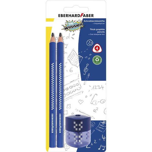 Eberhard Faber 510096 Set Di Matite Eberhard Faber Tri Winner, 2B, Blu, 3 Pezzi-image
