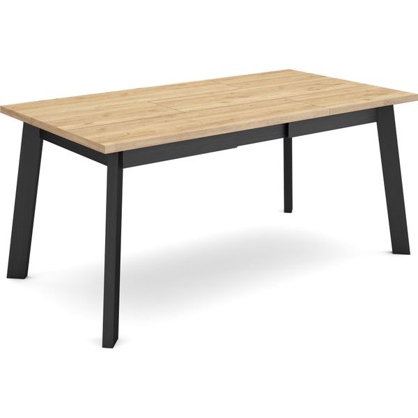 Tavolo Da Pranzo, 167X90X75Cm, Per 8 Persone, Gambe In Legno, Rovere E Nero-image
