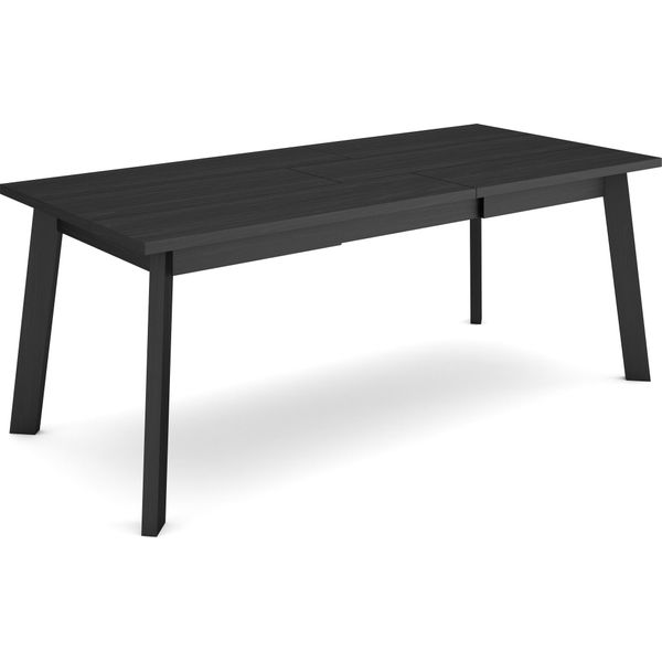 Tavolo Da Pranzo, 194X90X75Cm, Per 10 Persone, Gambe In Legno, Nero-image