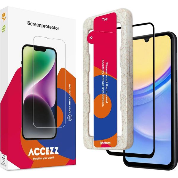 Samsung Galaxy A15 Screenprotector: Accezz Gehard Glas Full Cover Screenprotector Metapplicator - Transparent-image