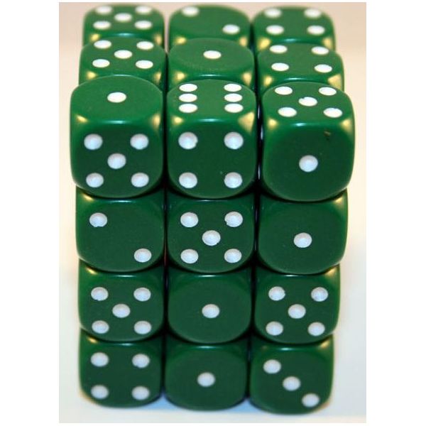 Set Di Cubi Chessex W6X12 Verde Opaco/Bianco-image