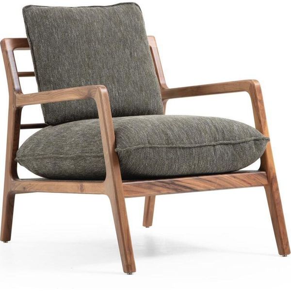 Poltrona Wing Chair Tessuto Grigio Soggiorno Poliestere 1 Posto Moderno Nuovo-image