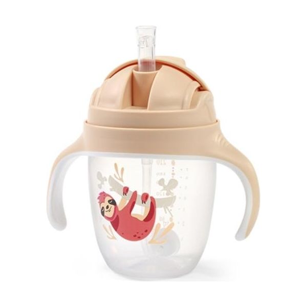 Tazza Antigoccia Con Cannuccia Ponderata Babyono, 240 Ml, Beige-image