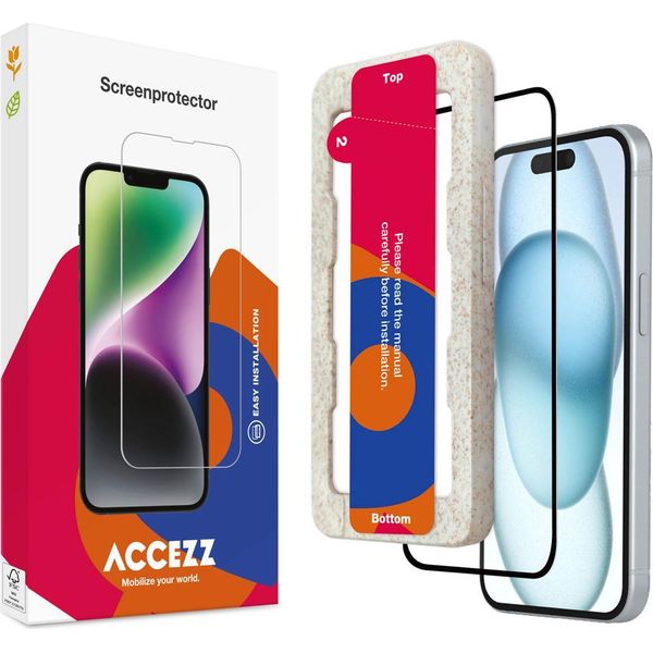 Iphone 15 Plus Screenprotector: Accezz Gehard Glas Full Cover Screenprotector Metapplicator - Trasparente-image