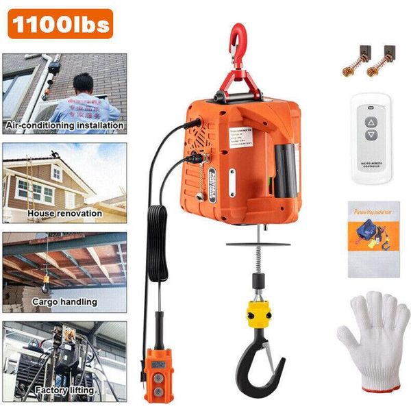 3 In 1 Argano Elettrico A Cavo 500Kg/1100Lb Telecomando Wireless 7,6M/25Ft 1500W Argano Elettrico A Cavo Con Protezione Da Sovraccarico (Capacità Di Carico 500KG)-image