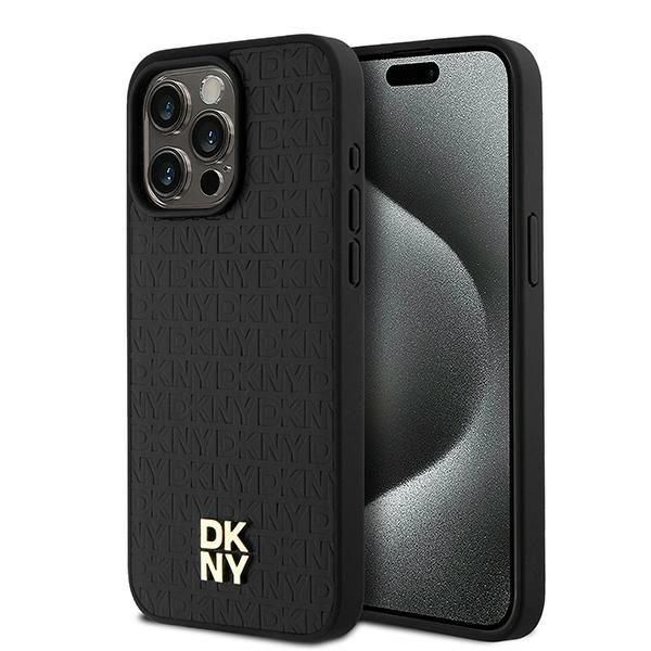 Dkny Dkhmp15Xpshrpsk Iphone 15 Pro Max6.7 Czarny/Nero Custodia Rigida In Pelle Monogram Pattern Logo In Metallo Magsafe-image