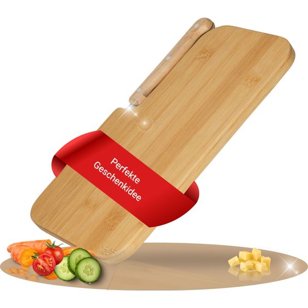 Tagliere In Legno Sostenibile 'Picnic' - Tagliere Per La Colazione In Bambù Con Coltello Per Spuntini Integrato - Tagliere Robusto Per Il Viaggio O Per La Casa Naturale-image