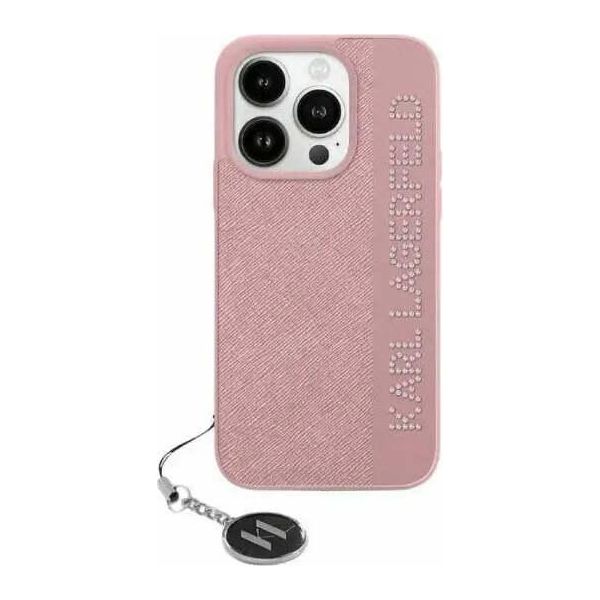 Karl Lagerfeld Klhcp15Spsakdgcp Custodia Rigida Per Iphone 15 / 14 / 13 6.1 RóżOwy/Pink Saffiano Strass E Charm-image
