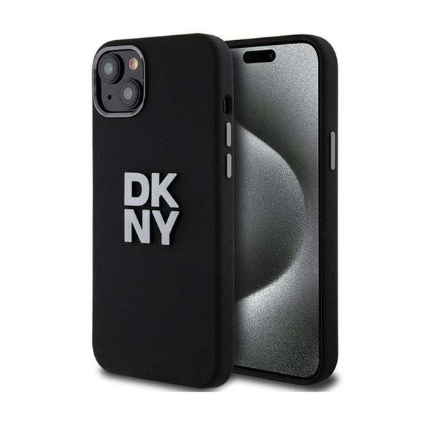 Dkny Dkhcp15Ssmcbsk Iphone 15 / 14 / 136.1 Czarny / Nero Custodia Rigida In Silicone Liquido Metallo Logo-image