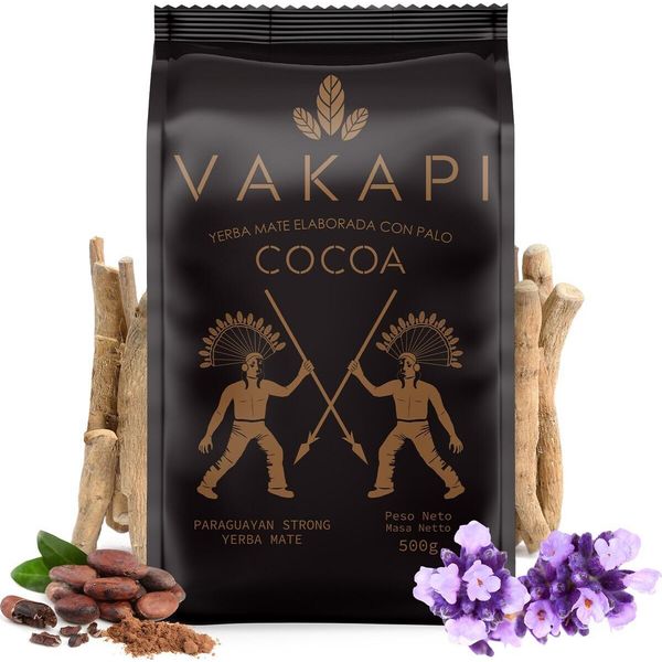 Tè Yerba Mate Vakapi Cocoa 500 G - Tè Mate Forte Del Paraguay Con Fave Di Cacao E Fiori Di Lavanda - Vegan-image