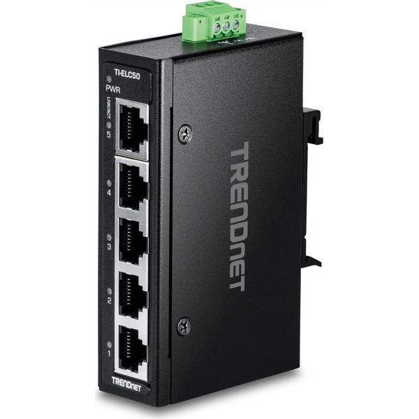 Trendnet TI-ELC50 Trendnet 5-Port Industrial Fast Ethernet Din-Rail Miniswitch-image